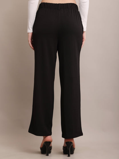 Black High-Waist Wide-Leg Trousers