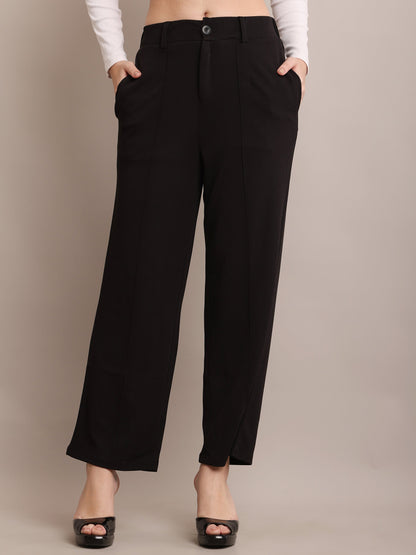 Black High-Waist Wide-Leg Trousers