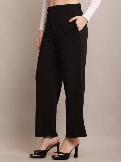 Black High-Waist Wide-Leg Trousers