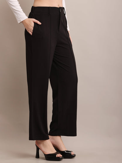 Black High-Waist Wide-Leg Trousers