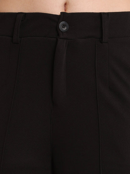 Black High-Waist Wide-Leg Trousers